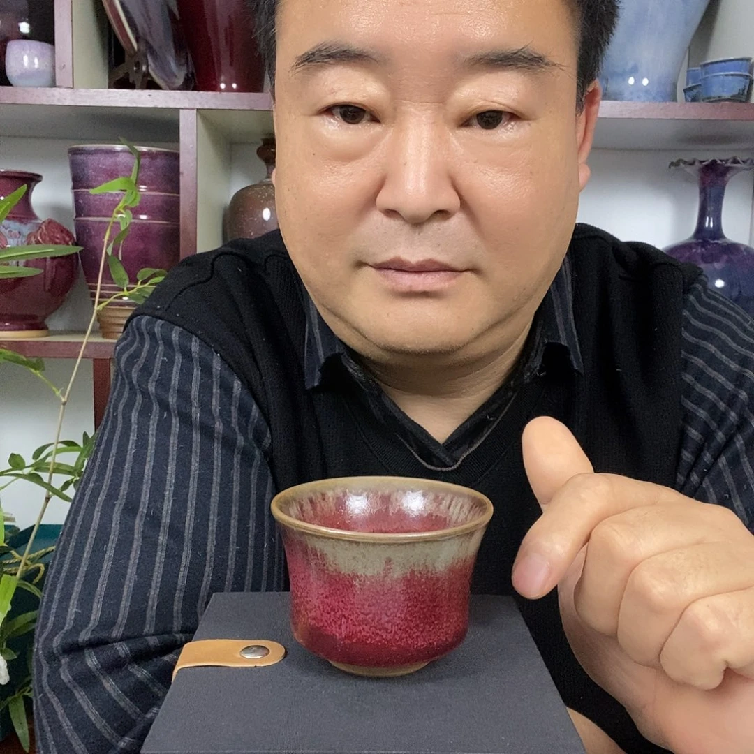 杯钧瓷柴烧主人杯高温窑变马蹄杯