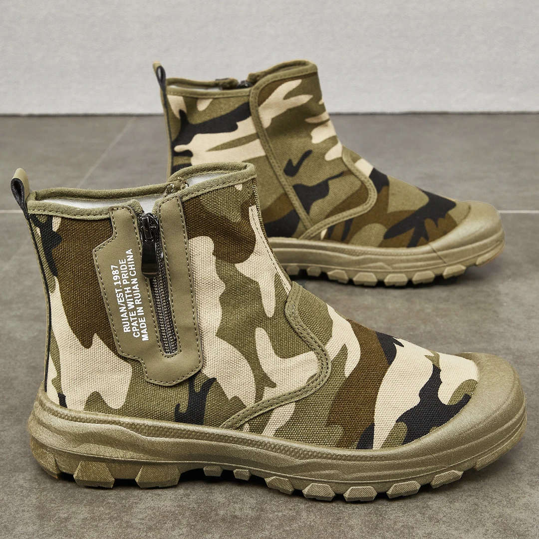 3522正品秋冬新款劳保鞋男侧拉链高腰保暖加绒防滑耐磨户外徒步靴