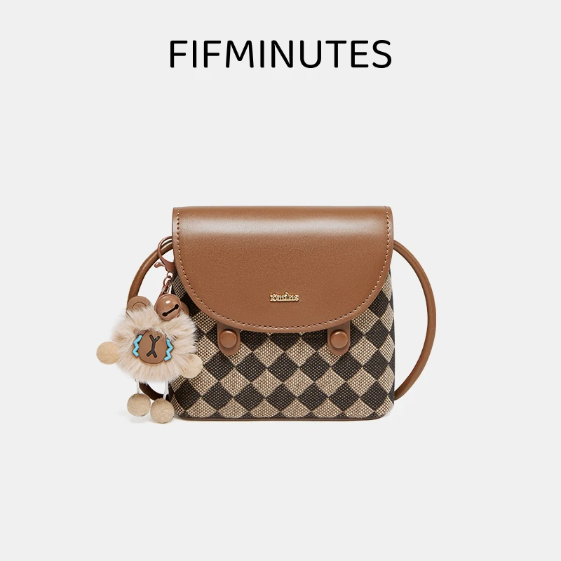 15MINS/15分钟新款夏季复古棋盘格时尚小众百搭小方包H1714CX4