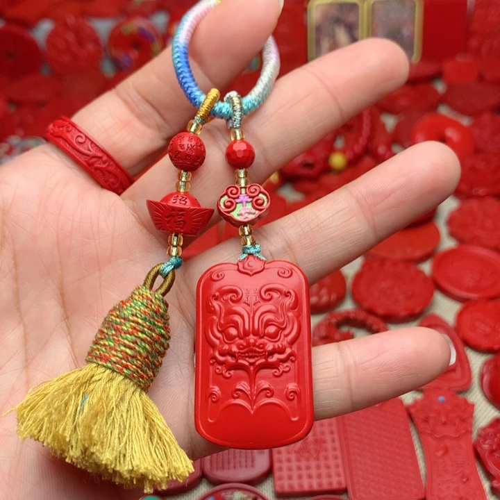 天然辰砂工艺品朱砂钥匙扣包包挂