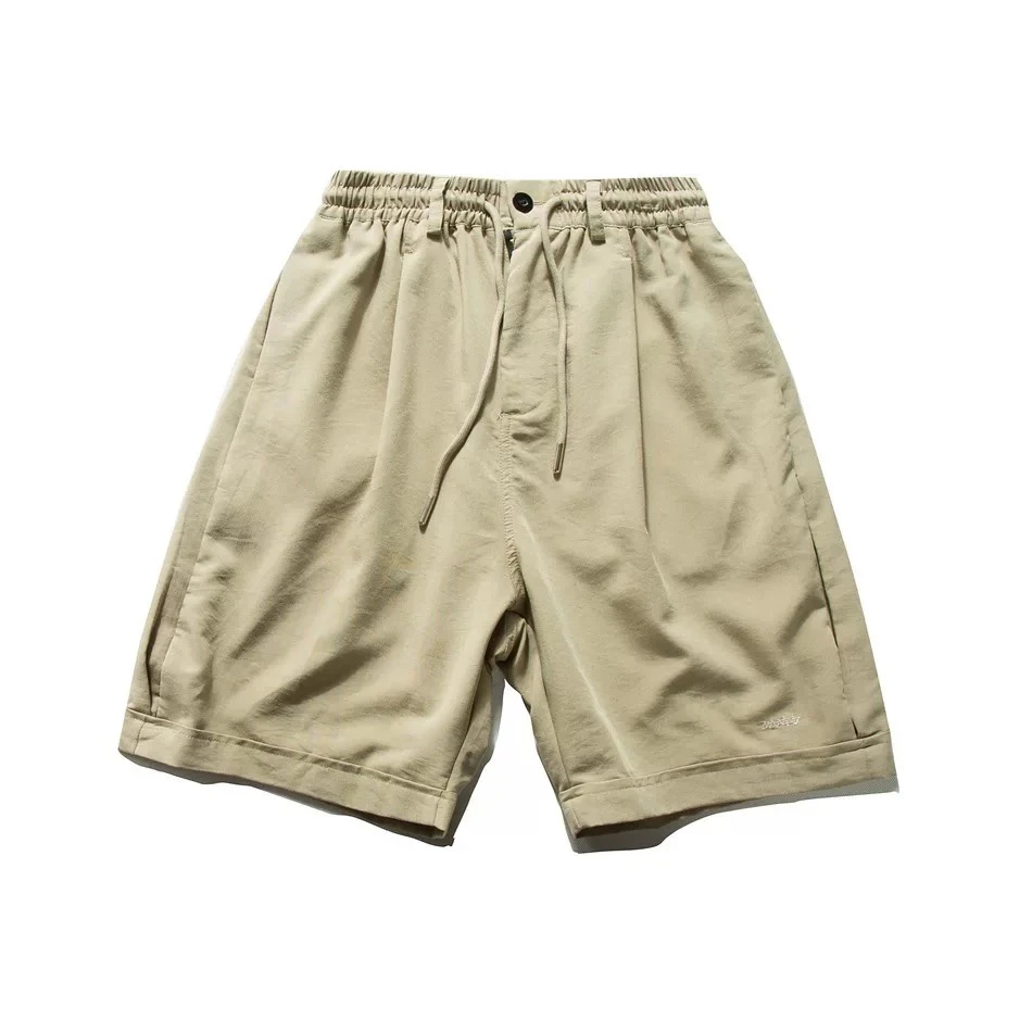 夏季日系简约百搭宽松垂感休闲短裤直筒五分裤男女-2319