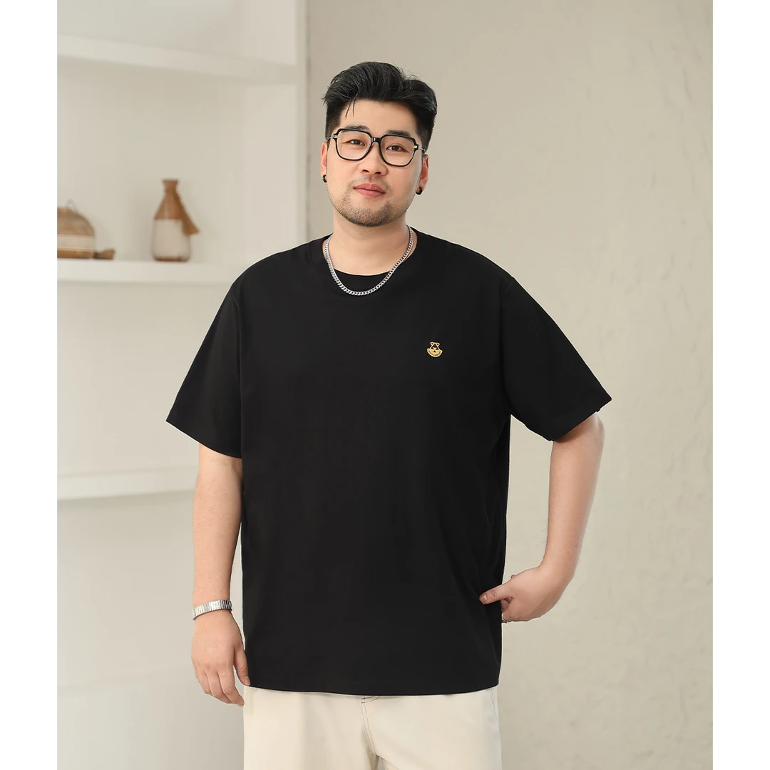 【宽松圆领】森老板胖子大码男装夏季透气短袖t恤男士舒适休闲半袖