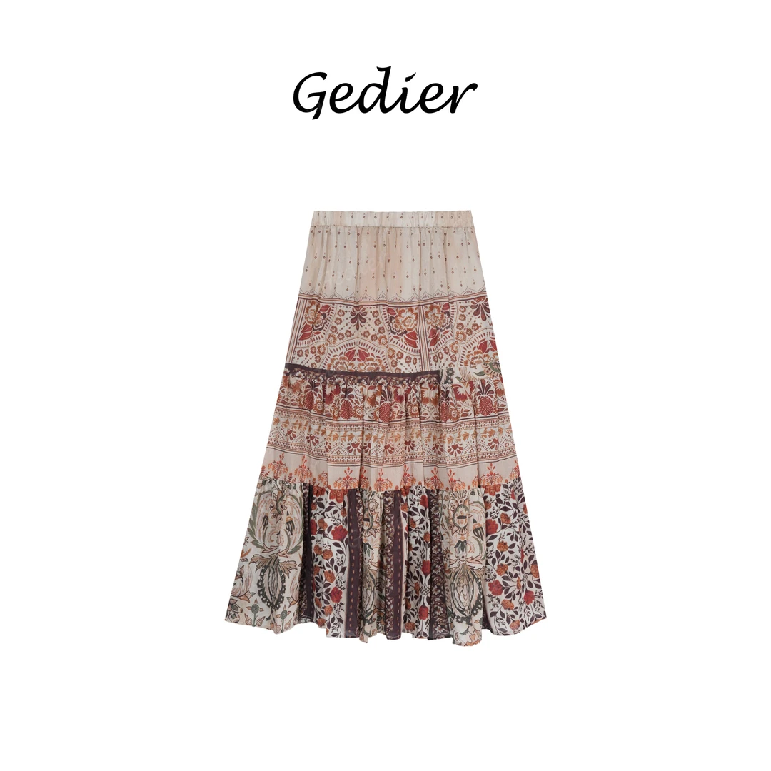 【歌蒂尔】“咖啡糖” 2025春夏新款印花半身裙 艺菲同款 EG520505Y