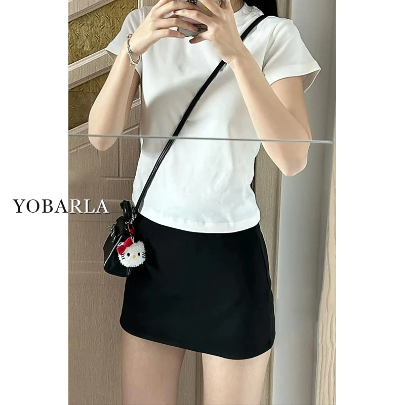 黑色西装短裙女高腰夏季新款大码胖mm显瘦小个子a字包臀半身裙子