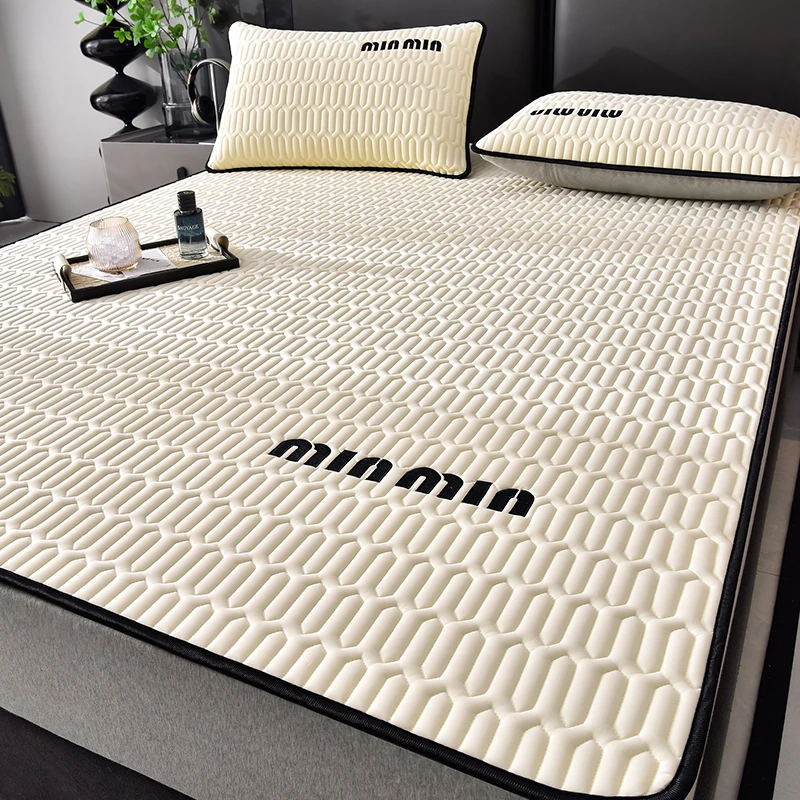 水星高端适用家纺夏季凉感冰丝乳胶凉席三件套2025夏天高级感空调