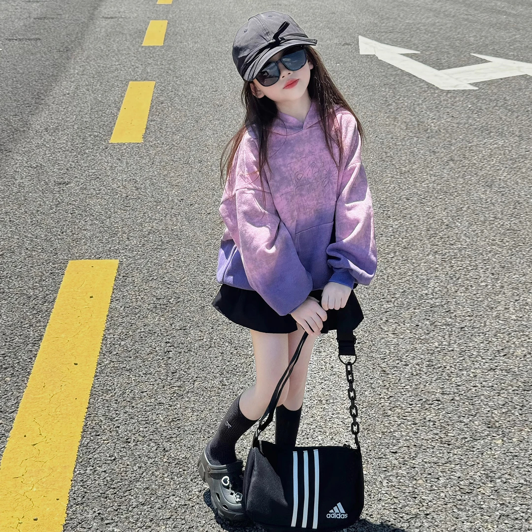 女童连帽卫衣秋季2025新款洋气时髦儿童长袖上衣女大童超好看衣服