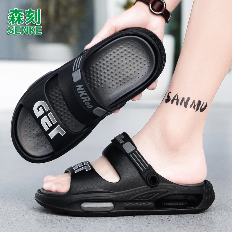 森刻拖鞋外穿男士夏季户外防滑耐磨休闲运动开车一字拖沙滩凉拖