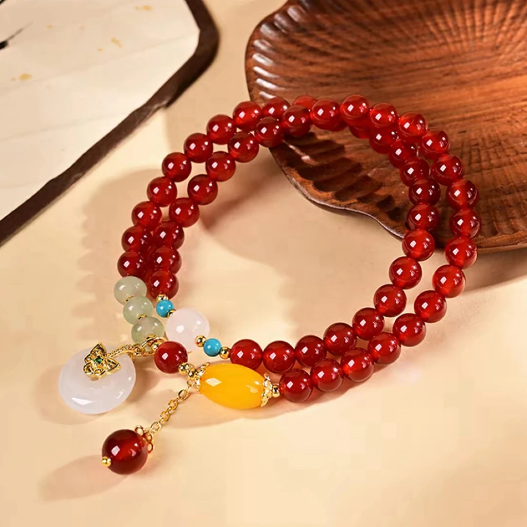 红玛N双圈手串 A690 精美手串 高端文玩手串 挂件 -（无礼盒）