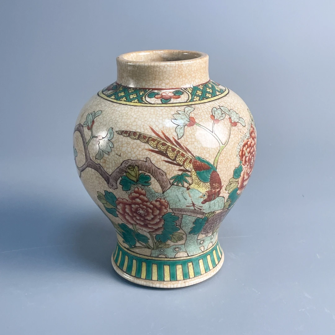 清光绪仿哥釉五彩将军罐-M25KR001B56