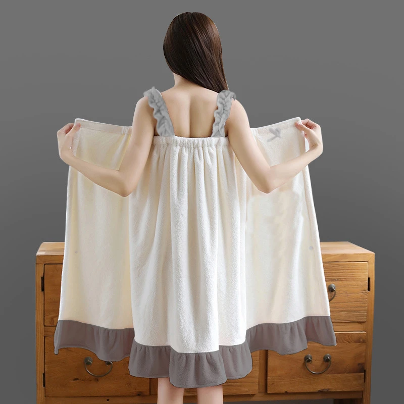 可穿式浴巾吊带浴裙女成人家用吸水速干不掉毛可穿可裹全身浴衣