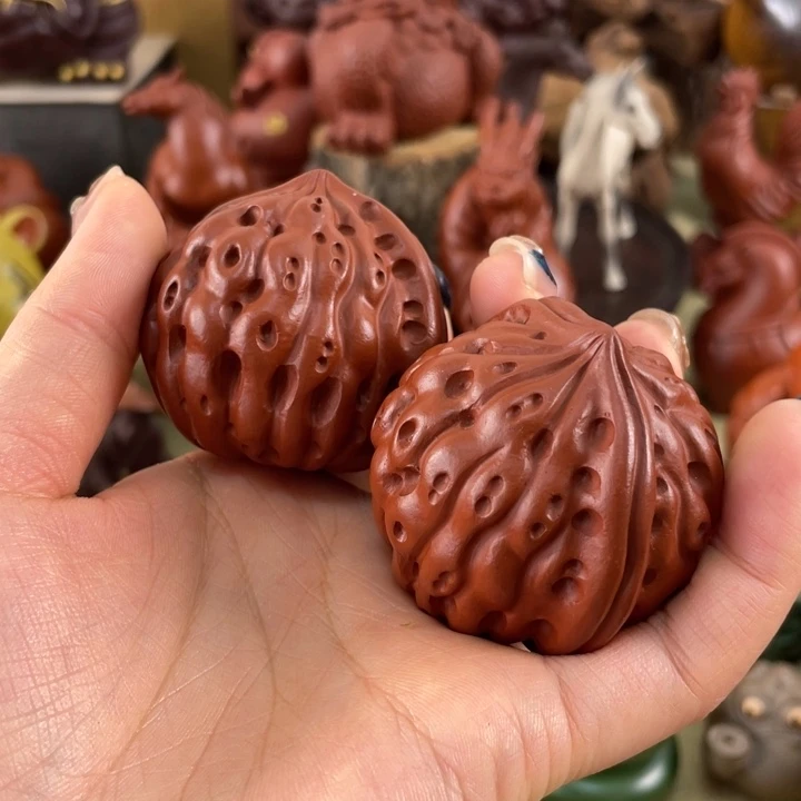 紫砂茶宠紫砂核桃一对