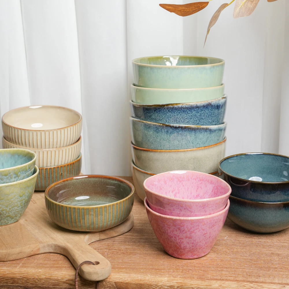 【重瑕特价】米饭碗釉下彩陶瓷窑变釉吃饭碗餐具家用复古米饭碗