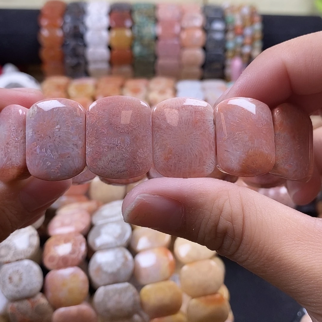 硅化珊瑚（珊瑚玉）未镶嵌手牌6