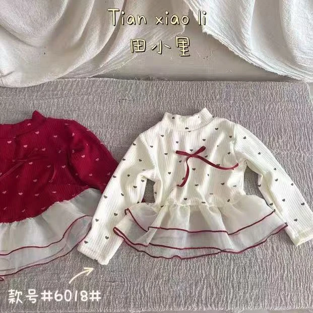 2025波点花边上衣加厚不加绒6018