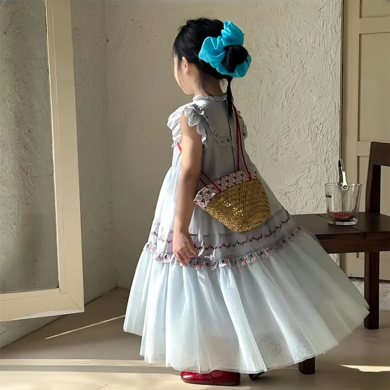 巴拉童年女童连衣裙夏装2025新款小女孩宽公主裙宝宝绝美网纱裙生