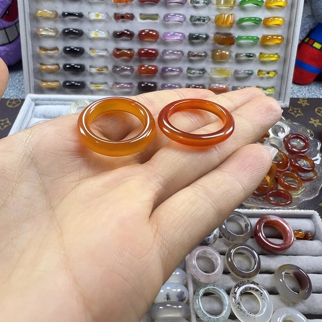 冀***)玛瑙/玉髓未镶嵌戒圈B6不退换19.3港21两只