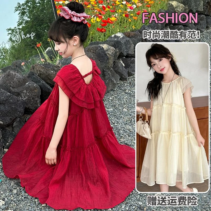 女童连衣裙夏季2025新款中大儿童装森系甜美仙女裙公主裙子沙滩裙