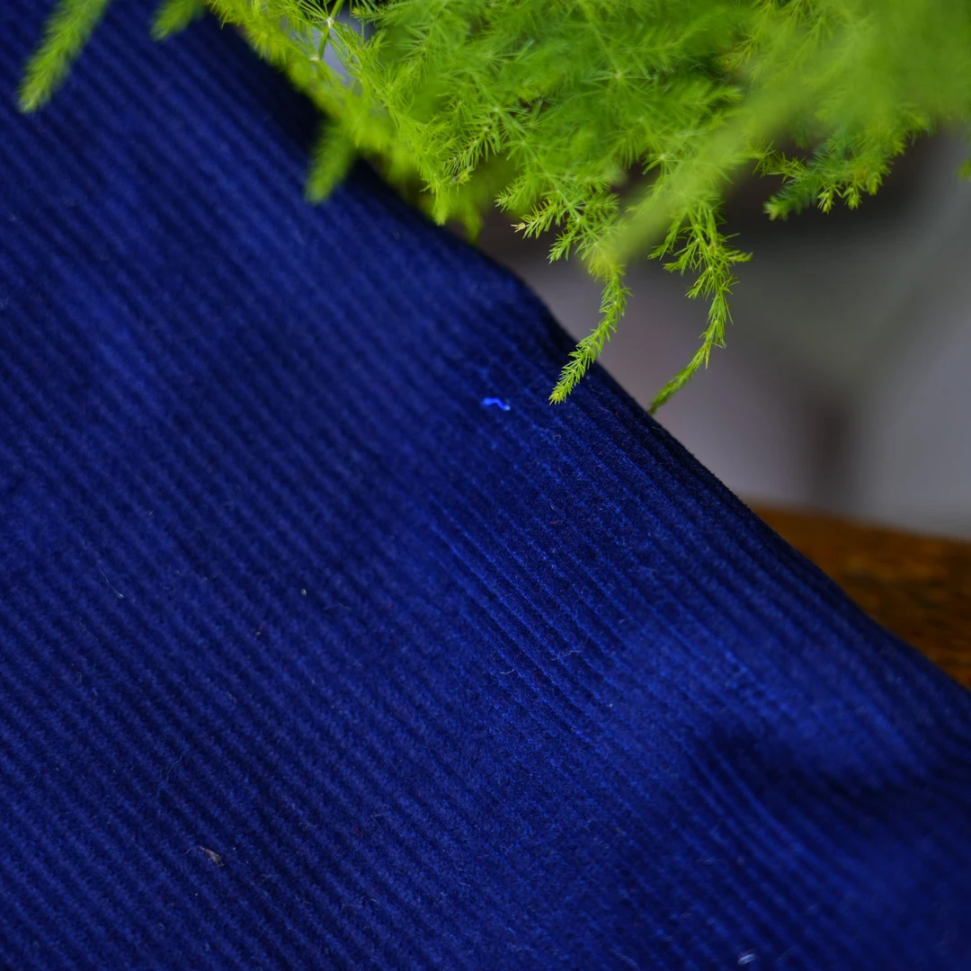 藏蓝色纯棉灯芯绒·条绒·布料手工鞋面服装印花面料