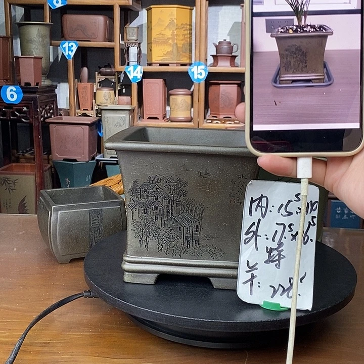 紫砂花盆天青泥新款四方特价