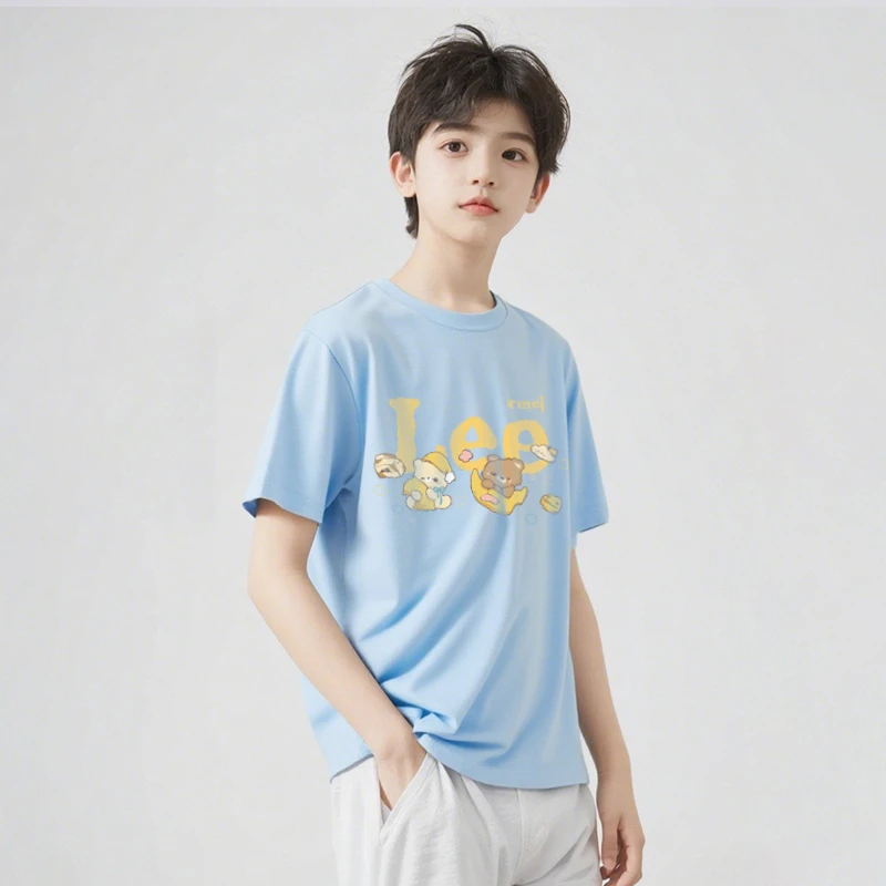 专柜正品Leermei童装T恤100%纯棉夏季新款男女童同款儿童宽松短袖
