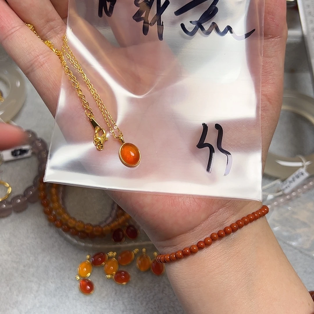 曦***熹玛瑙/玉髓银S925镀金镶嵌珠宝半成品