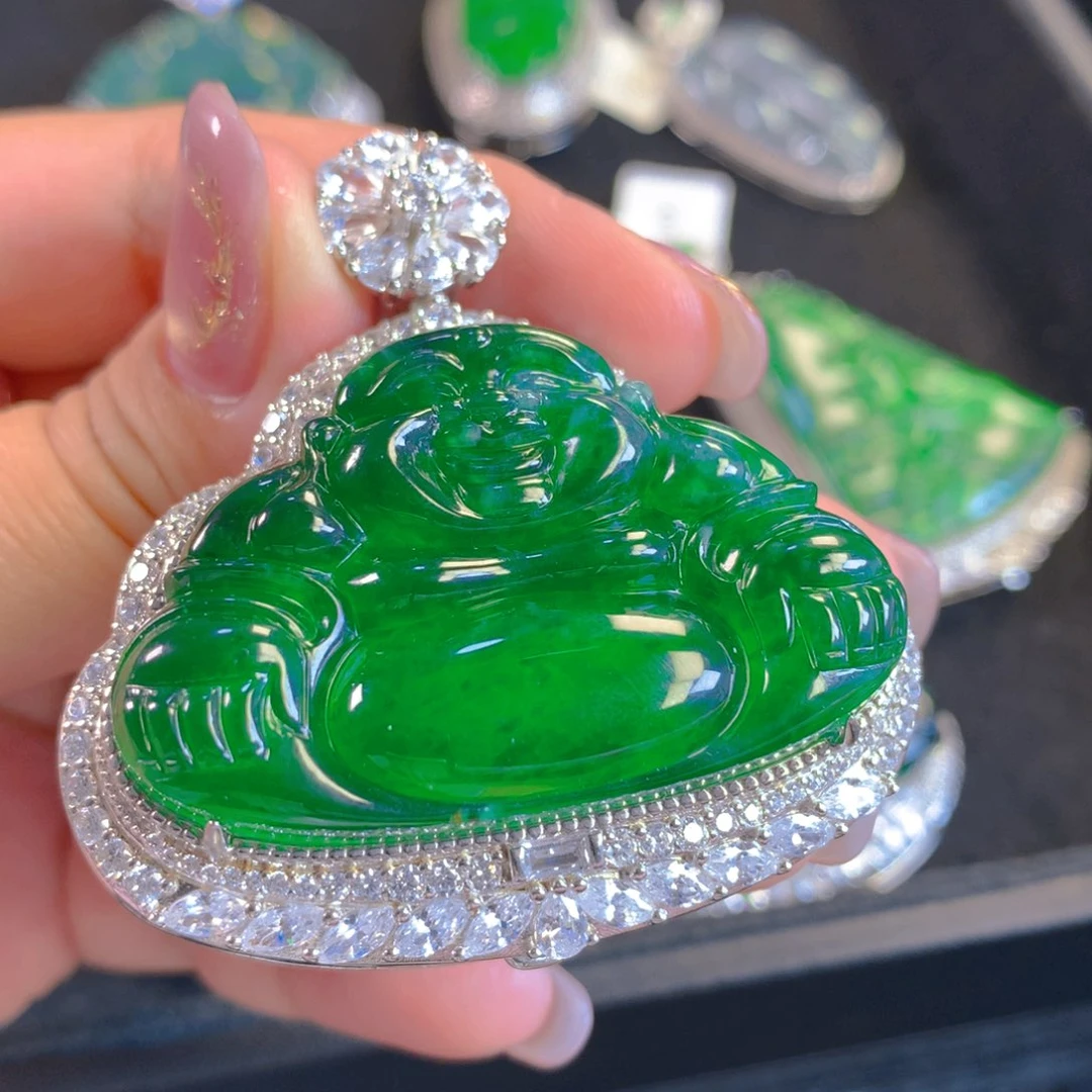 翡翠颈饰银S925镶嵌翡翠