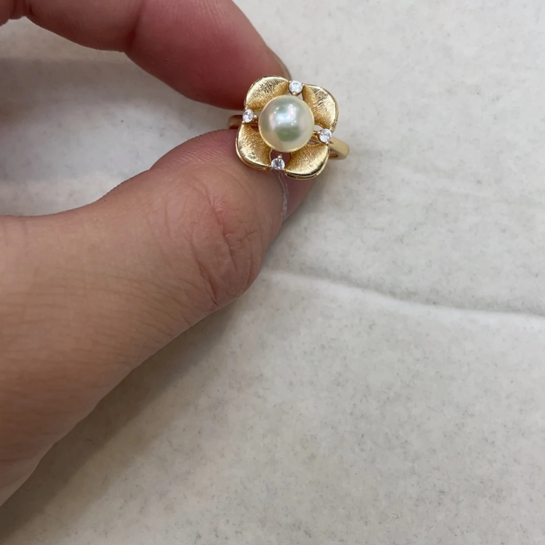 海水珍珠银S925镶嵌戒指