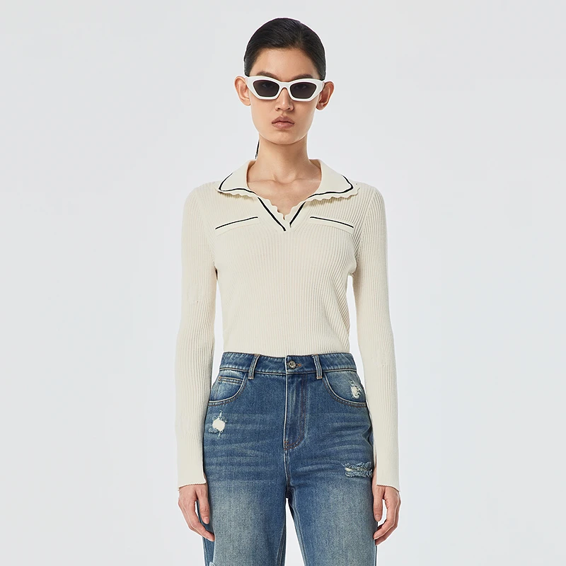 H·GENTEEL荷高 2023春季新品风格款泡泡花朵肌理毛衫GUD11650648