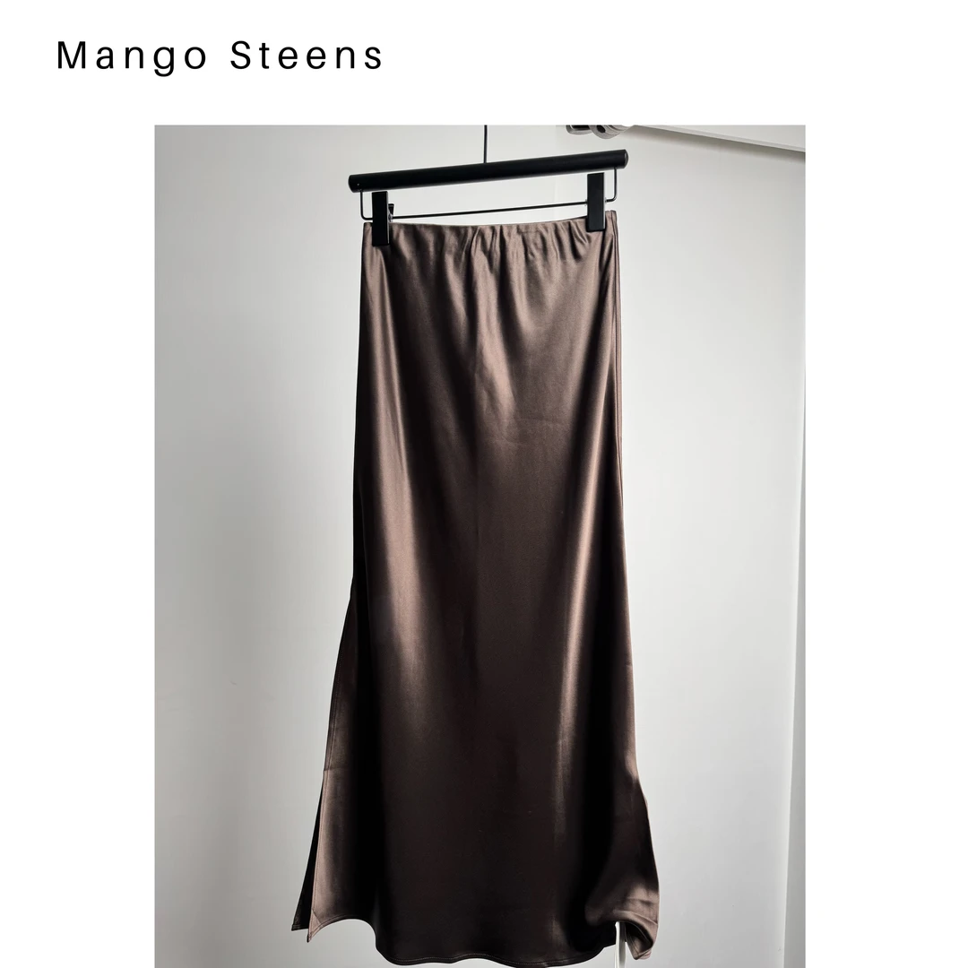 MANGO steen‘s丨醋酸缎面垂感鱼尾裙J5242
