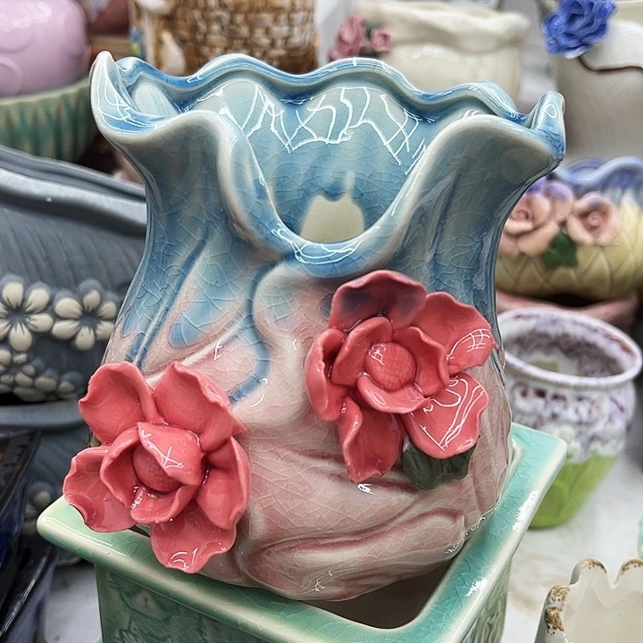 多肉绿植陶瓷花盆9.9包邮，有孔