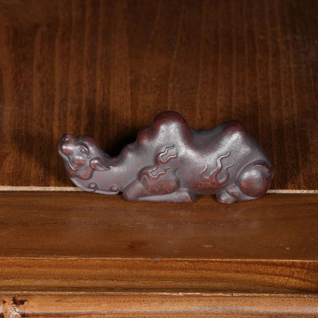 宜兴原矿高温石红雕塑骆驼笔架紫砂手工茶宠茶玩茶道摆件