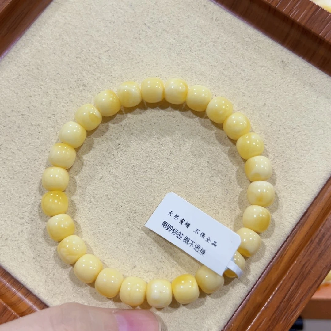 Z***z手链蜜蜡未镶嵌8m高桩浓白浓蜡妖花