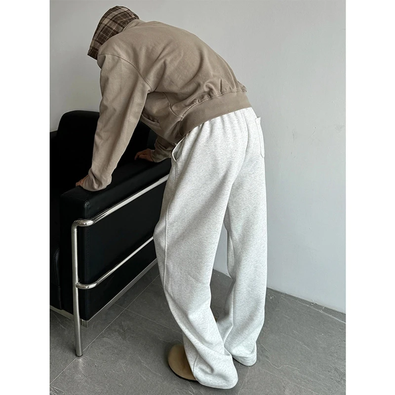 2025秋冬卫裤阔腿直筒加绒加厚垂坠重磅男裤显瘦百搭灰色宽松