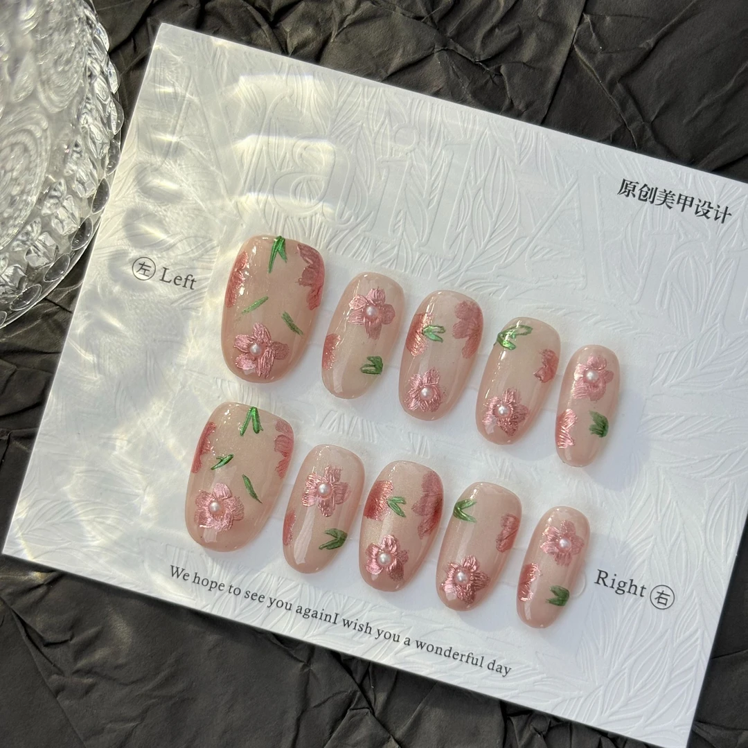 【繁花】蜜糖纯手工复古清新心动气质夏日ins风手绘穿戴甲