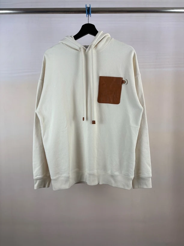 99新 LOEWE/罗意威 胸口皮牌帽衫/S码/M1296
