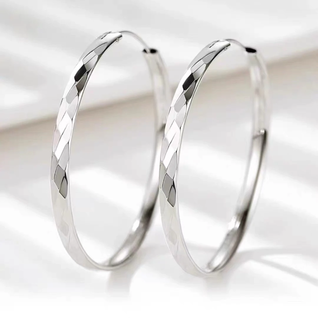 足银耳饰 纯银耳圈小众设计感耳环气质圆形耳饰夸张大耳圈高级感