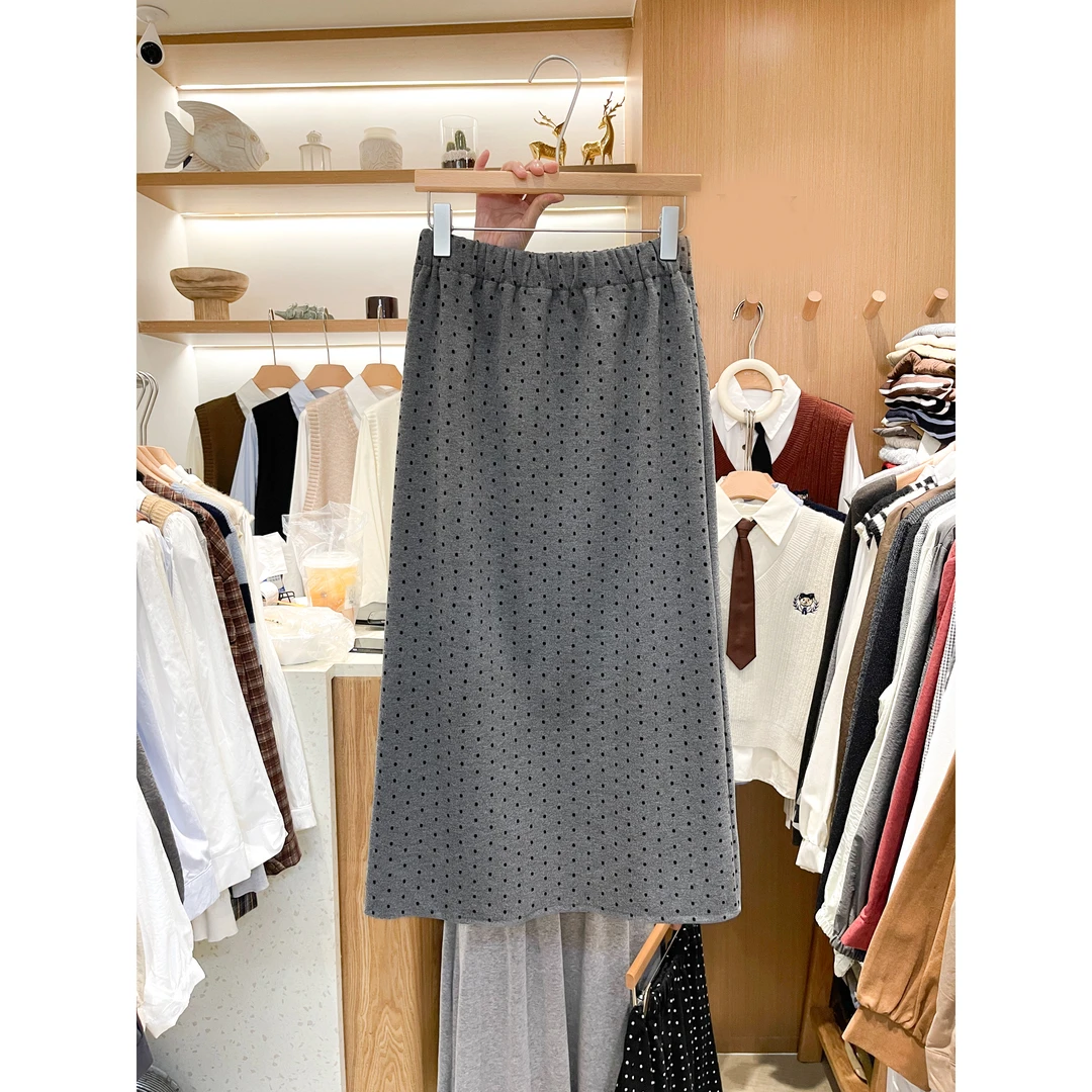 实物好美！不能错过！时尚半身裙女甜美筋高腰简约气质波点印花裙子