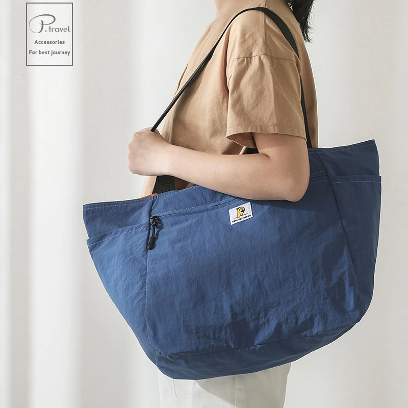日单便携大容量托特包休闲时尚大号双面布包折叠旅行包袋百搭轻便