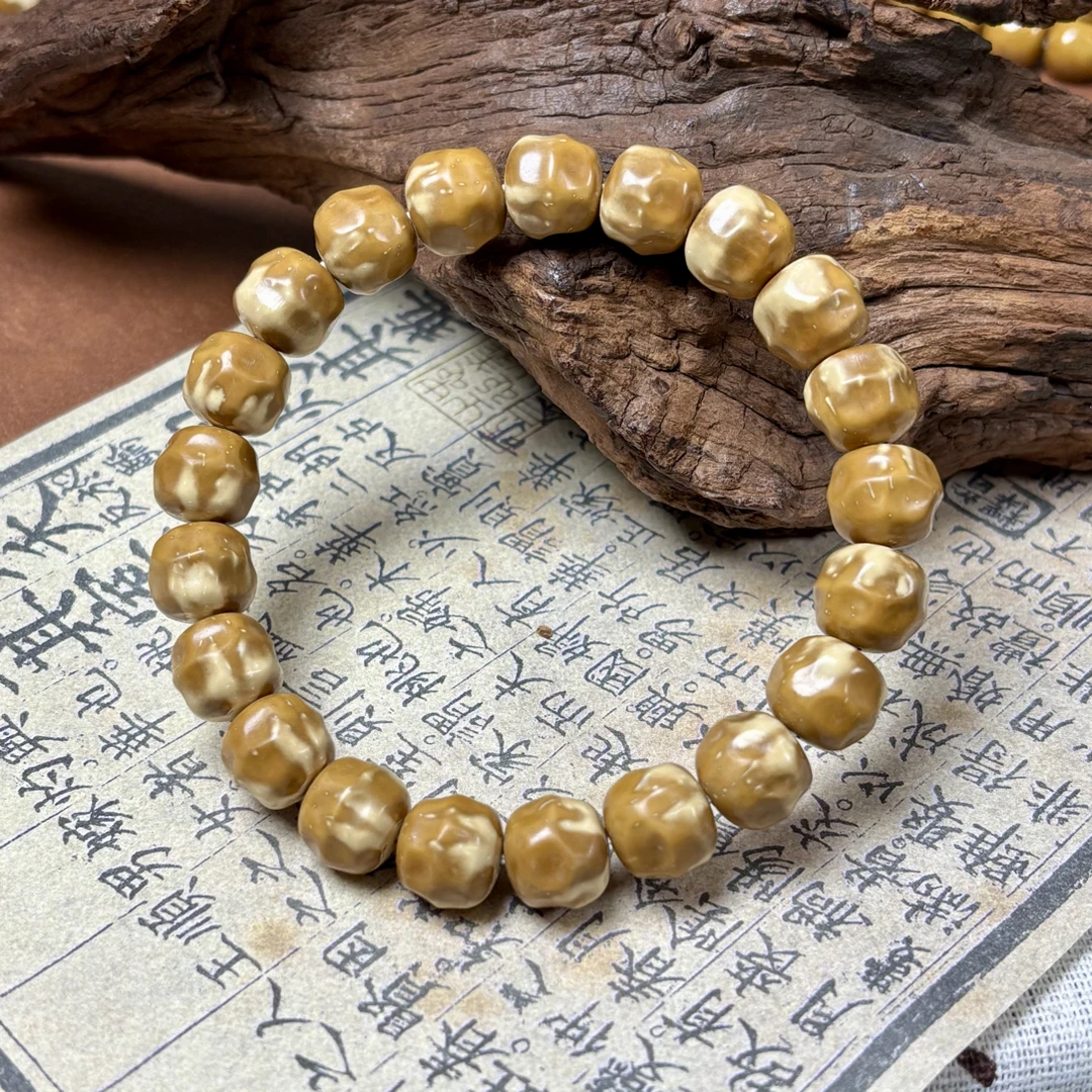 紫金鼠花手串 实心花皮无相雕刻 干净皮质好