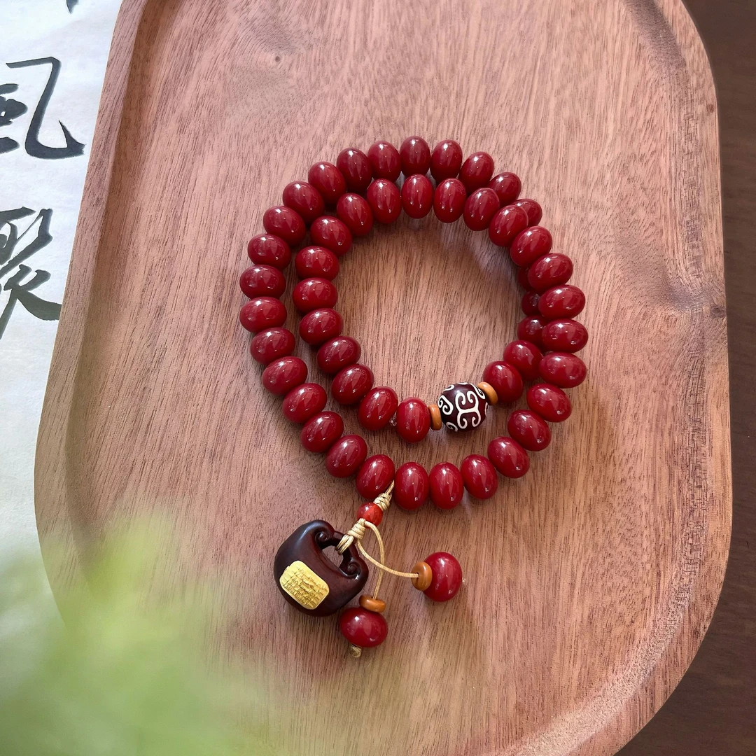 玲珑 红菩提双圈 配小锁手串款式 气质中式百搭精选 文玩好物
