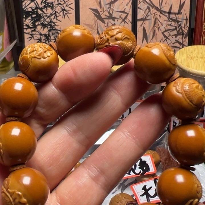 手串/手链橄榄核花**白荷花荷叶鱼