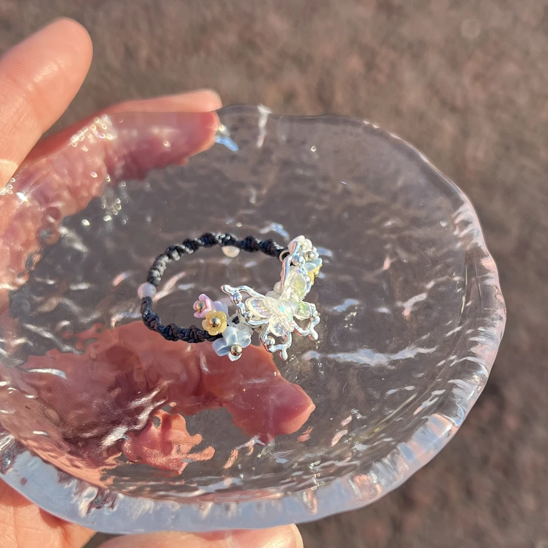 春日蝴蝶花园戒指手工DIY蝴蝶编绳戒指材料包送女生生日七夕礼物