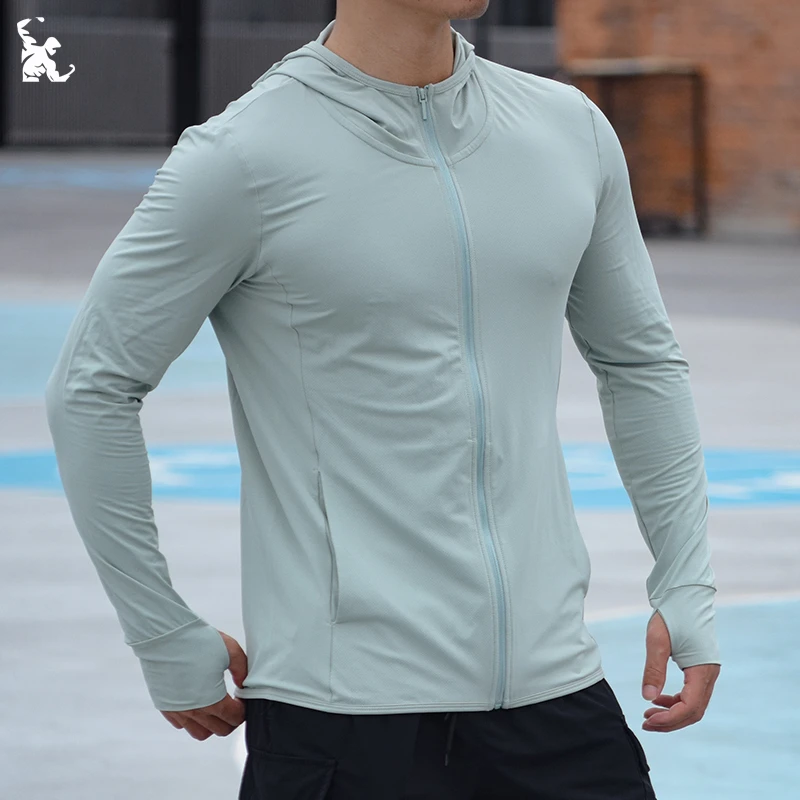 防晒衣运动外套男上衣田径训练服速干跑步服夜跑服健身连帽拉链