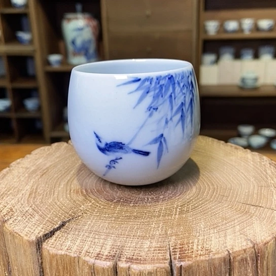 青花竹鸟杯杯杯杯