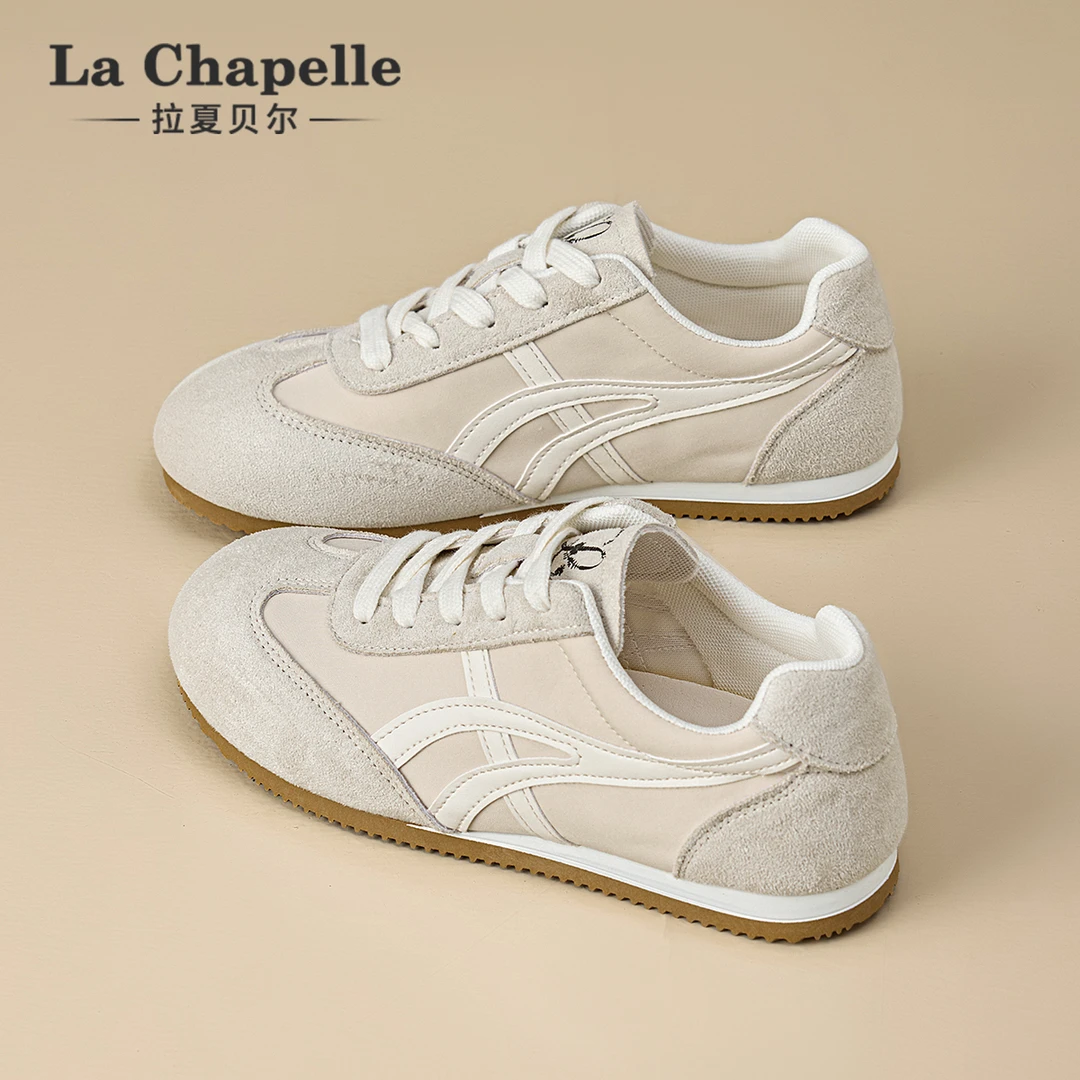 拉夏贝尔软底系带休闲鞋板鞋德训鞋女2025新款冬季透气百搭阿甘鞋