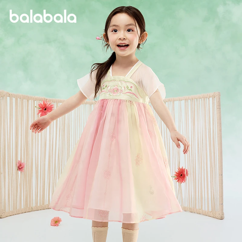 巴拉巴拉女童连衣裙儿童裙子夏装国风汉服襦裙新中式精致宝宝裙子