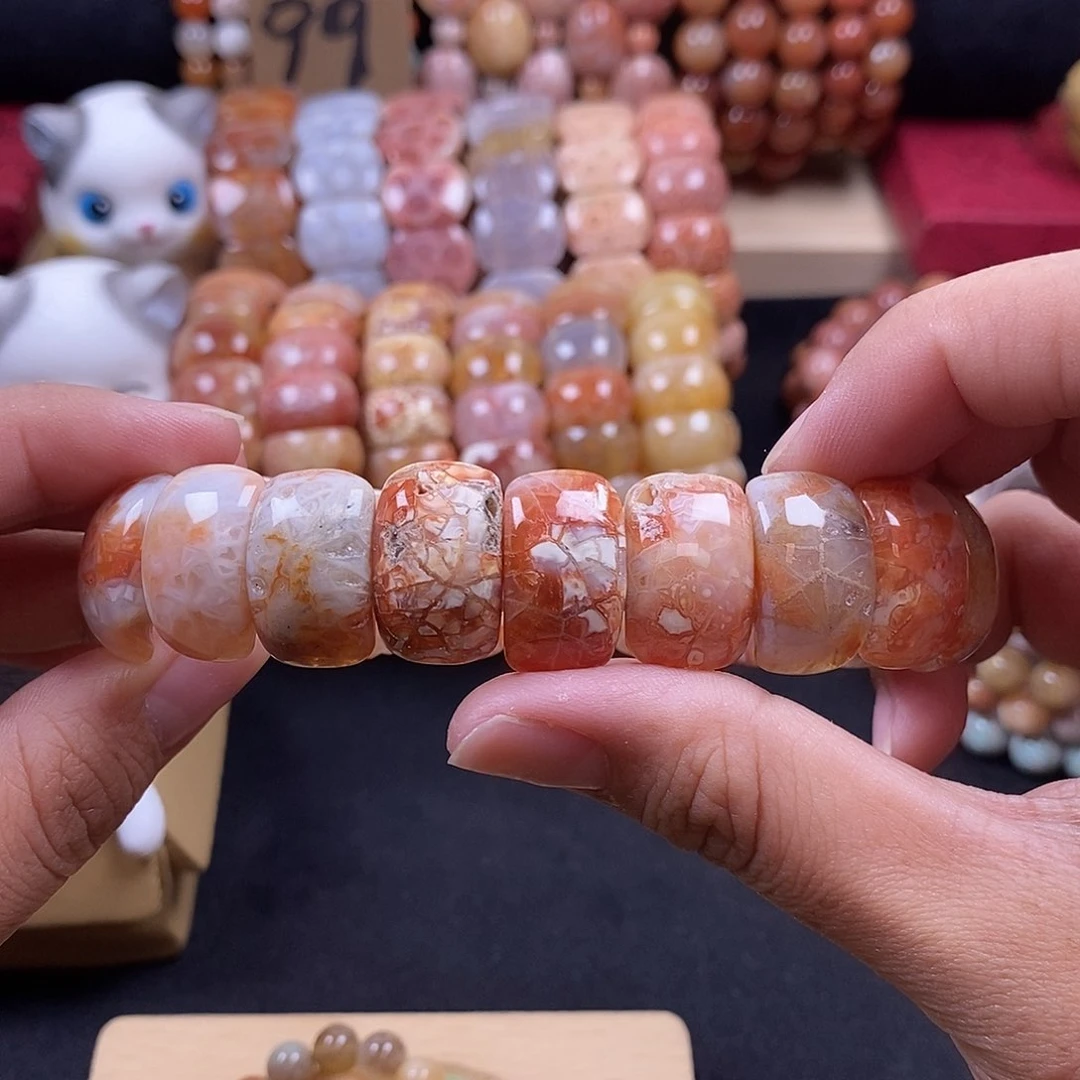 硅化珊瑚（珊瑚玉）手牌未镶嵌骨骼万花筒 冰透 12