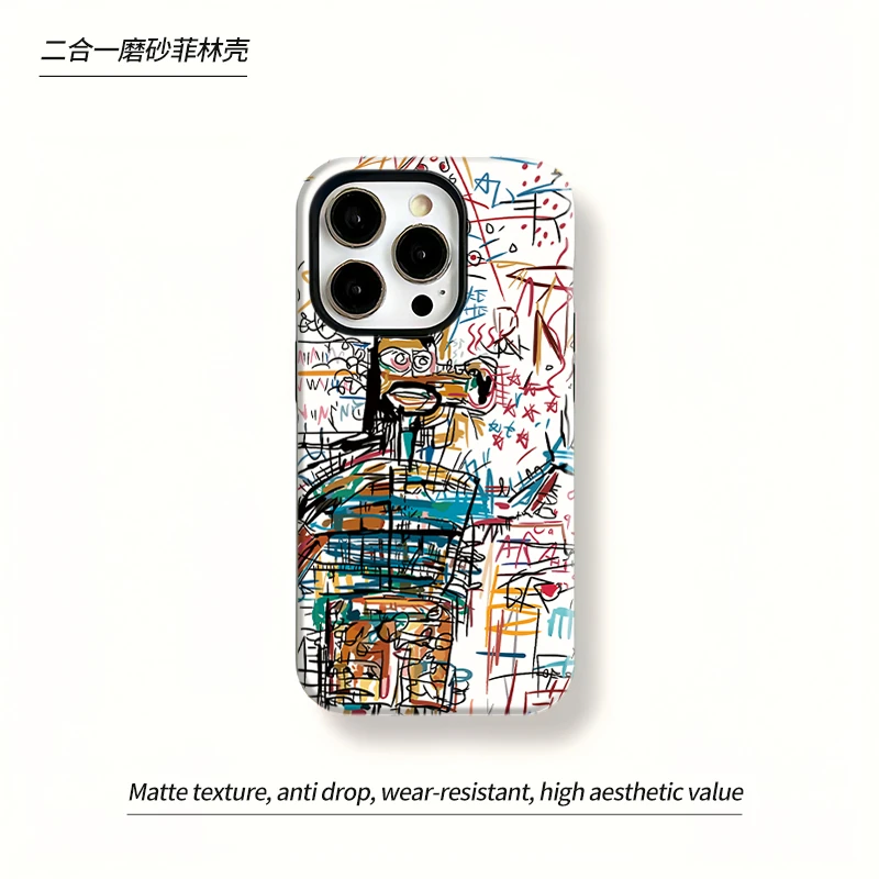 艺术涂鸦适用苹果16pro max手机壳15/14磨砂iphone13保护套12网红