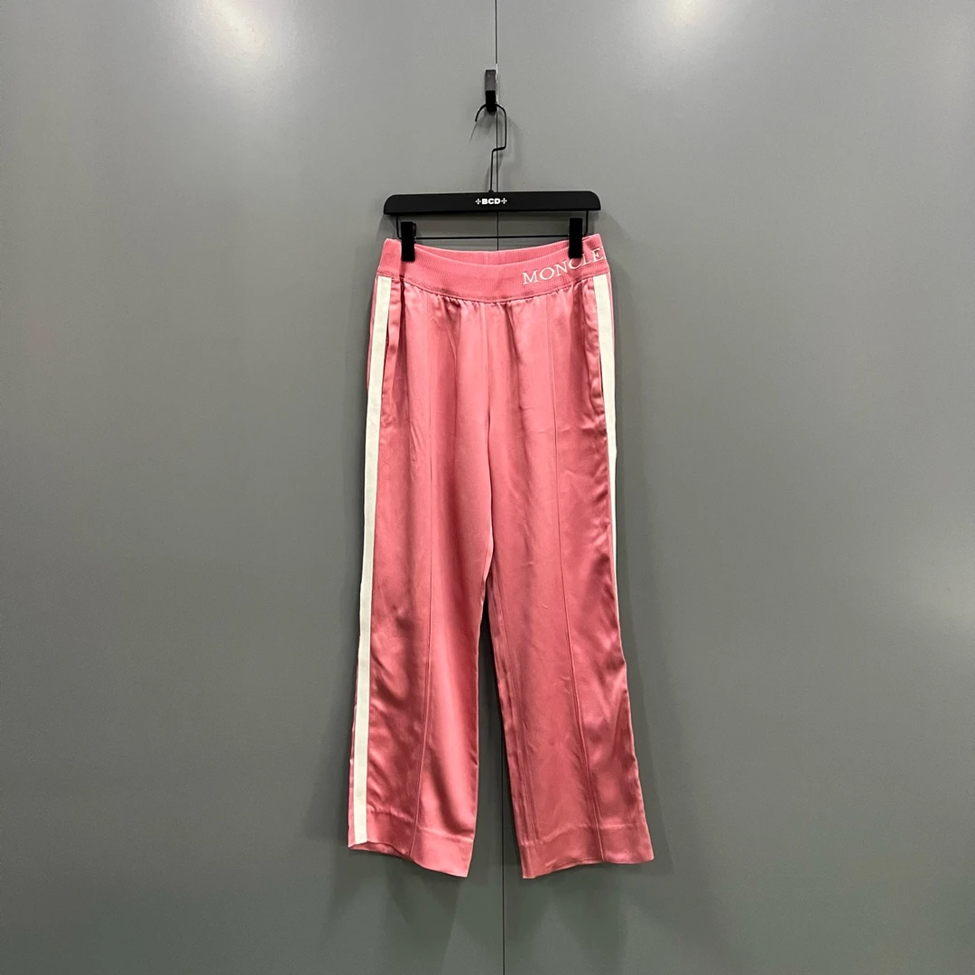 99新 MONCLER (zz1) 粉色侧边条纹长裤 44码 ly102128