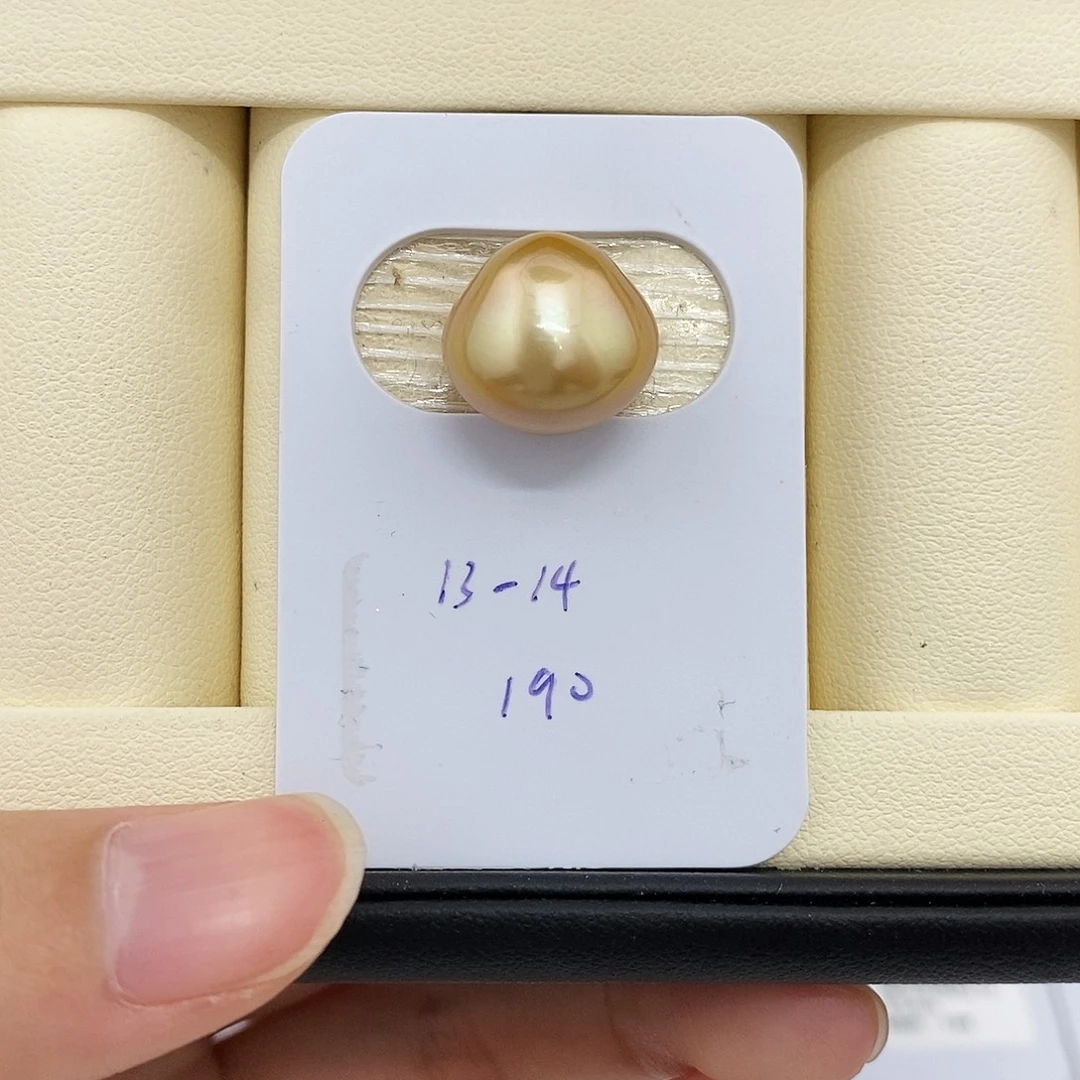 海水珍珠未镶嵌耳饰13-14mm金珠（不退换）